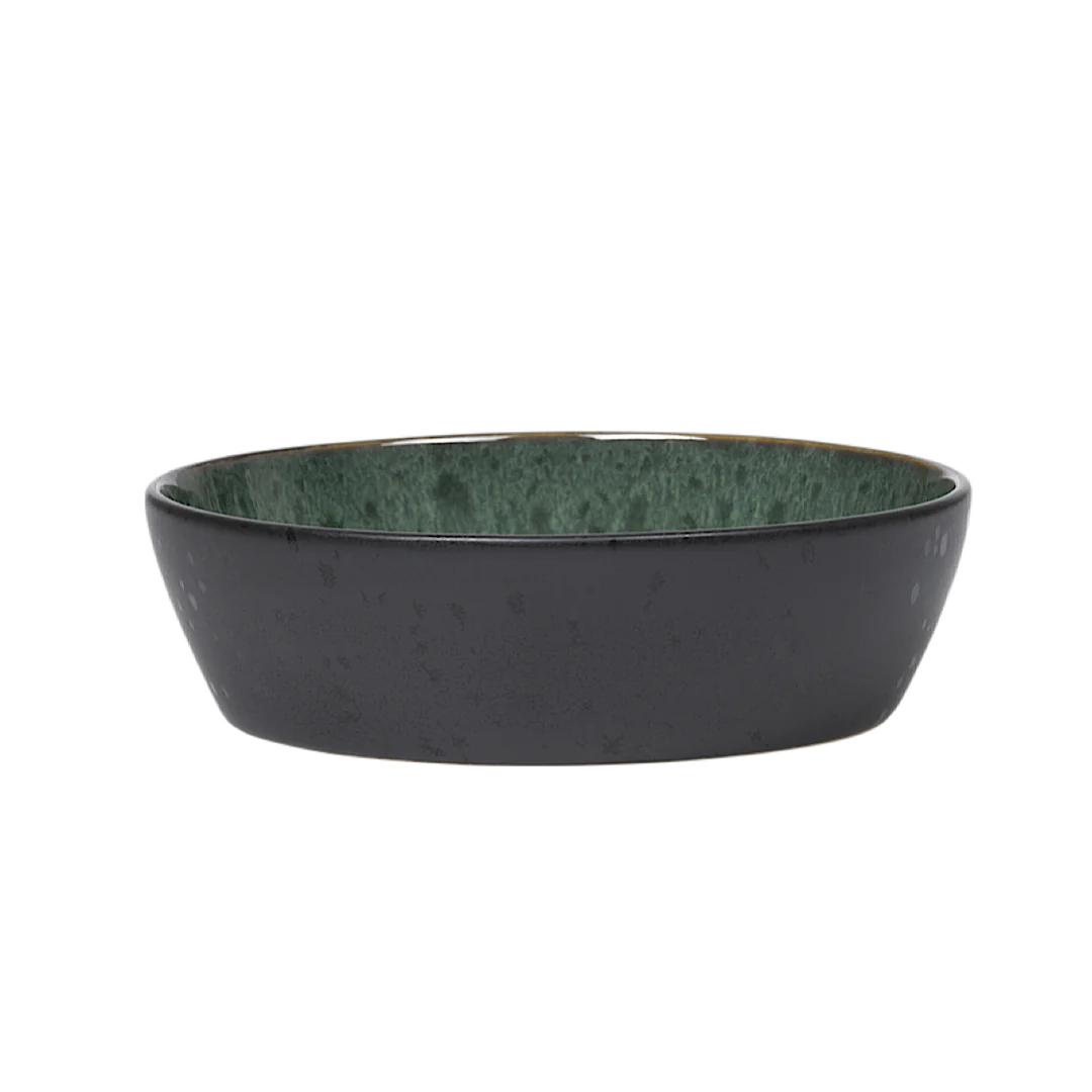 Bitz Living Stoneware Bowl Plate Deep 18cm Black/ Green